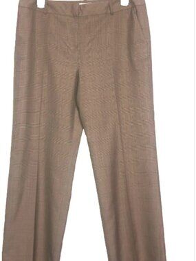 Petite Ann Taylor LOFT Wool Women's Dress Pants with LightBlue/Brown/Cream Plaid